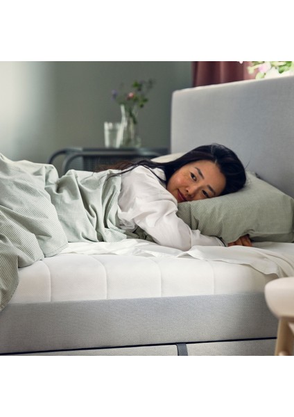Åfjäll Yatak 80 x 200 cm Beyaz Tek Kişilik Orta Sert Süngerli Kılıflı