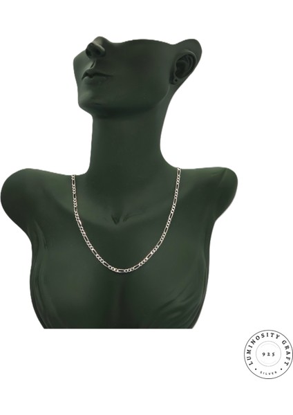 3mm Figaro 925 Ayar Gümüş Erkek Unisex Zincir Kolye