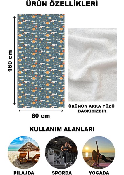 Modern Desenli Dijital Baskı Plaj Deniz Havlusu Peştamal 80X160 cm BRS004 fırsatları
