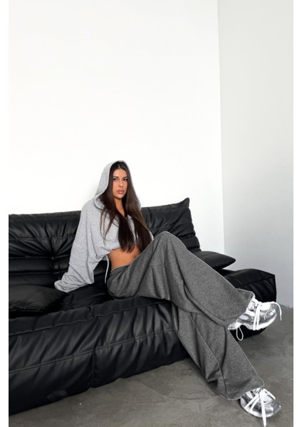 Bol Kesim Baggy Eşofman Altı Lastikli Paça Erkek Kadın Uyumlu Siyah/gri/füme