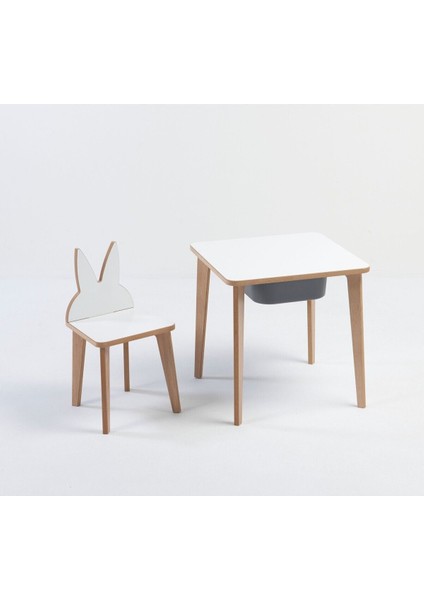Depolama Hazneli Çocuk Aktivite Masa Sandalye Takımı - Tavşan Figürlü - Kare Masa fiyatları
