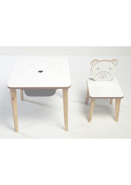 Depolama Hazneli Çocuk Aktivite Masa Sandalye Takımı - Ayıcık Figürlü - Kare Masa fiyatları