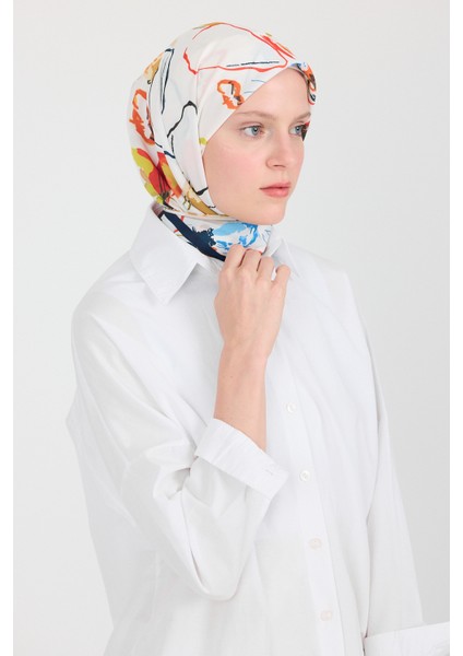 Orange Menekşe Desenli Eşarp 5693 indirimleri