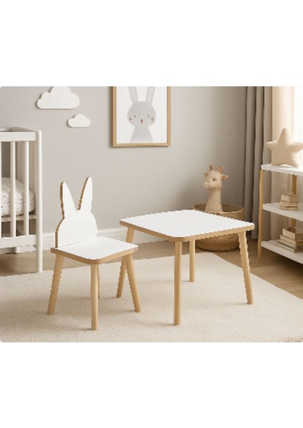 Yaz Sil Yüzeyli Çocuk Aktivite Masa Sandalye Takımı - Çift Tavşan Sandalye fiyatları