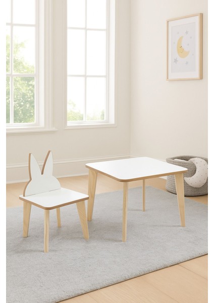 Yaz Sil Yüzeyli Çocuk Aktivite Masa Sandalye Takımı - Çift Tavşan Sandalye modelleri