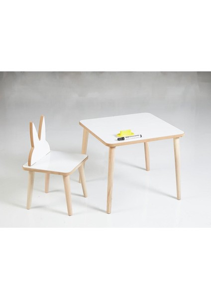Yaz Sil Yüzeyli Çocuk Aktivite Masa Sandalye Takımı - Çift Tavşan Sandalye indirimleri