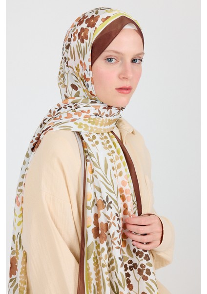 Kahve Kazayağı Desenli Jakar Şal 5686 indirimleri