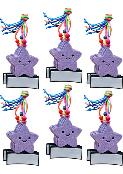 Lila - Yıldız Floş Ipli Askılı Yaka Isimliği Keçe