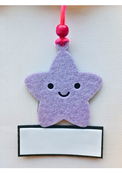 Lila - Yıldız Floş Ipli Askılı Yaka Isimliği Keçe fiyatları