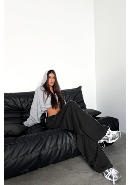 Bol Kesim Baggy Eşofman Altı Lastikli Paça Erkek Kadın Uyumlu Siyah/gri/füme fiyatları