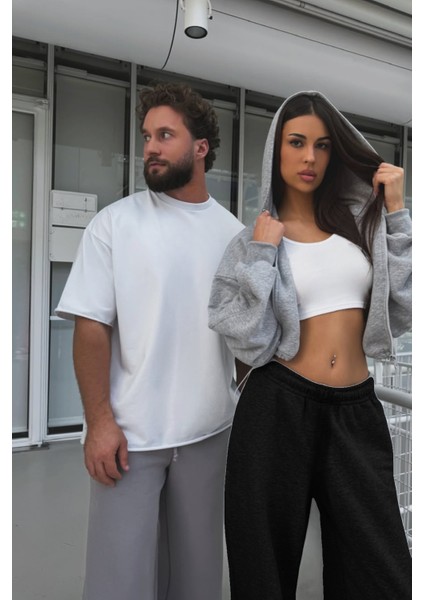 Bol Kesim Baggy Eşofman Altı Lastikli Paça Erkek Kadın Uyumlu Siyah/gri/füme fırsatları