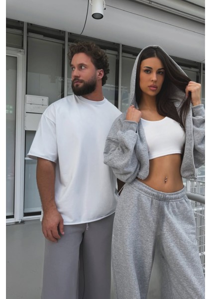 Bol Kesim Baggy Eşofman Altı Lastikli Paça Erkek Kadın Uyumlu Siyah/gri/füme fırsatları