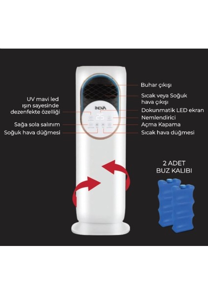 Inova Apollo Isıtıcı Soğutucu Kumandalı 1800 W modelleri