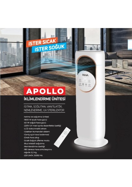Inova Apollo Isıtıcı Soğutucu Kumandalı 1800 W