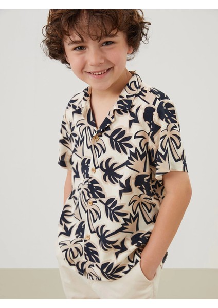 Lcw Kids Gri Regular Fit Baskılı Erkek Çocuk Gömlek