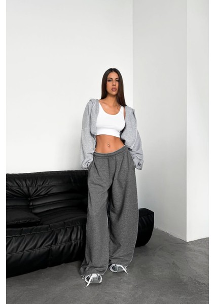 Bol Kesim Baggy Eşofman Altı Lastikli Paça Erkek Kadın Uyumlu Siyah/gri/füme fiyatları