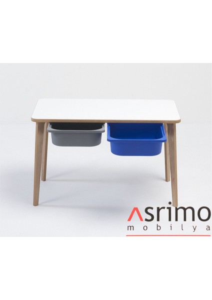Yaz Sil Yüzeyli Çocuk Aktivite Masası - Dikdörtgen - Çift Sepetli