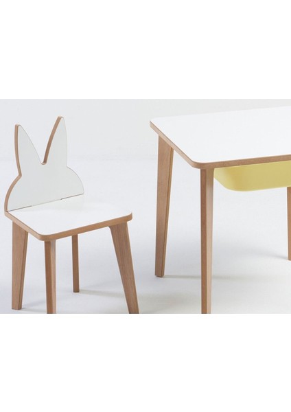 Depolama Hazneli Çocuk Aktivite Masa Sandalye Takımı - Tavşan Figürlü - Kare Masa modelleri