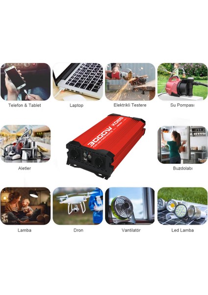 KBN3000 12V/220V 3000WATT Tam Sinüs Dönüştürücü Invertör fırsatları
