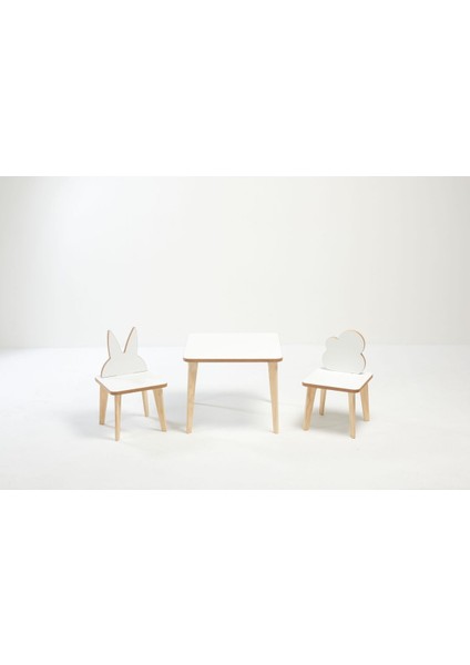 Yaz Sil Yüzeyli Çocuk Aktivite Masa Sandalye Takımı - Tavşan Bulut Sandalye - Kare Masa indirimleri