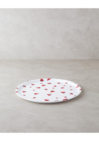 Home Watermellies Plastik Tepsi Beyaz - Kırmızı