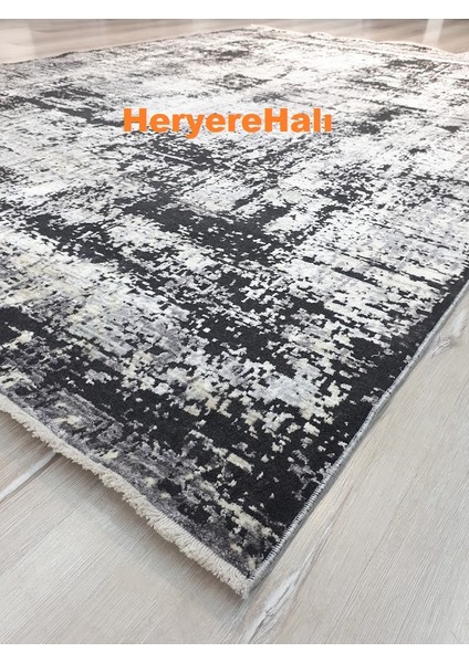 Rustic 1076 Siyah Gri 160X230 cm Saçaklı Salon Halısı modelleri