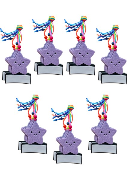 Lila - Yıldız Floş Ipli Askılı Yaka Isimliği Keçe