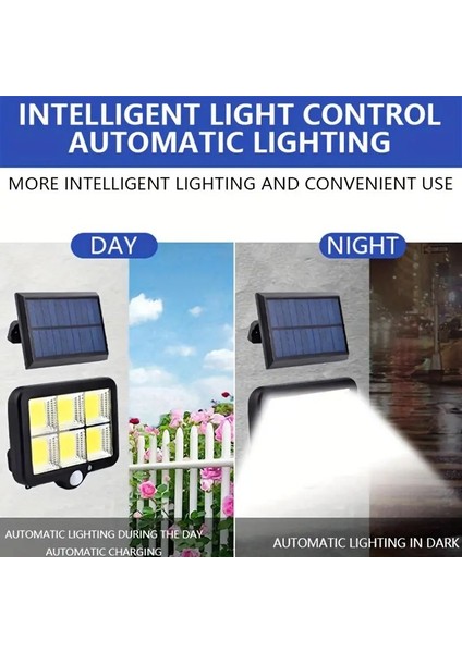 HB-600 Model 120 Cob LED Solar Panel Güneş Enerjili 3 Mod Solar Duvar Lambası Bahçe (2400MAH.) fırsatları