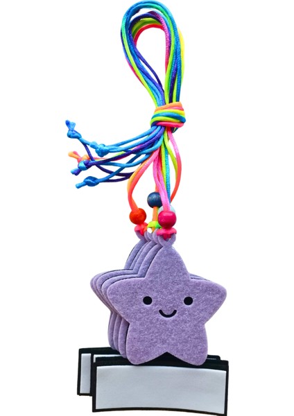 Lila - Yıldız Floş Ipli Askılı Yaka Isimliği Keçe