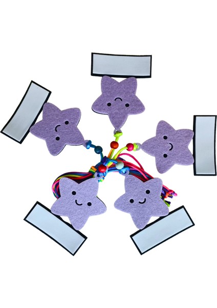 Lila - Yıldız Floş Ipli Askılı Yaka Isimliği Keçe fiyatları