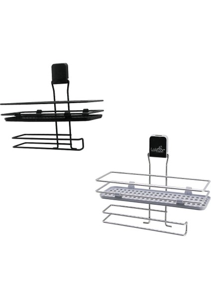 Metal Mix : Siyah - Krom Roza Raflı Kağıt Havluluk Yapışkanlı Montaj - Pls Raf fiyatları