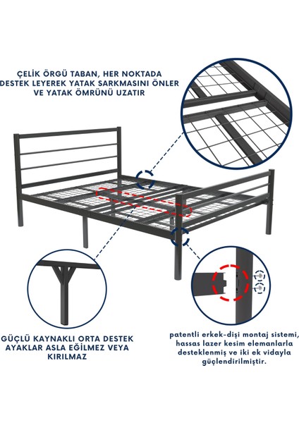 Chester Çift Kişilik Ferforje Metal Karyola