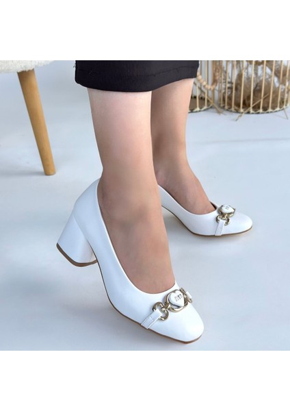 Lucky Beyaz Cilt Topuklu Ayakkabı - Lisinya - 39 fırsatları