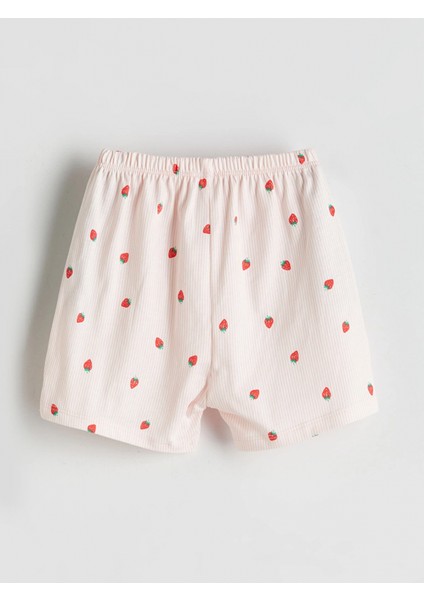 Lcw Baby Pembe Çilek Baskılı Kız Bebek Tişört ve Şort 2'li indirimleri