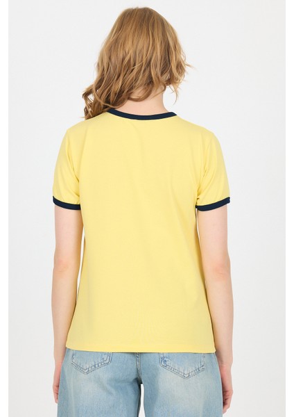 Sarı Yazı Baskılı Regular Fit Ribana Detaylı Tişört 6325 indirimleri