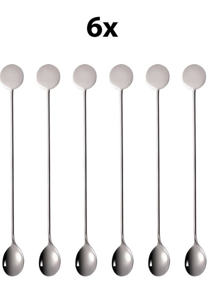 6 Adet 304 Çelik 21 cm Kokteyl Kahve Latte Karıştırma Barmen Kaşığı CIN764BY-6