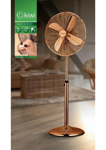 KFAN-7421 Salınım Fonksiyonlu Metal Kanatlı Stand Vantilatör