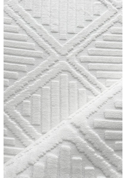 Hilda Iskandinav Dokuma Bukleli Premium Beyaz Puffy Peluş Yolluk Koridor Halısı Salon Halısı modelleri