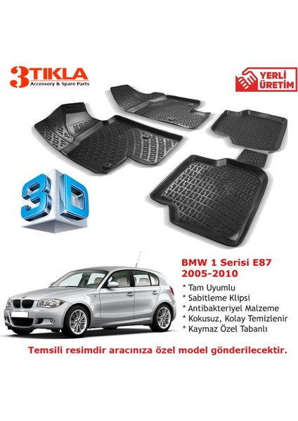 Bmw 1 Serisi E87 2005-2010 Premium 3D Havuzlu Paspas Seti