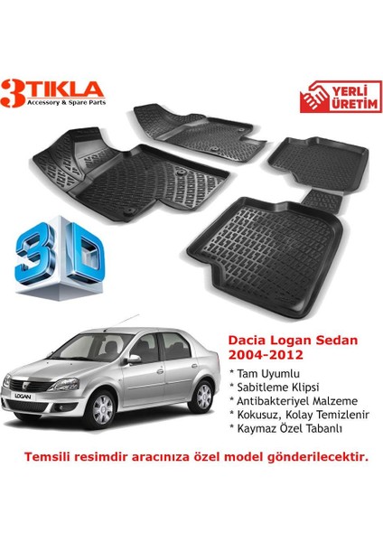 Dacia Logan Sedan 2004-2012 Premium 3D Havuzlu Paspas Seti