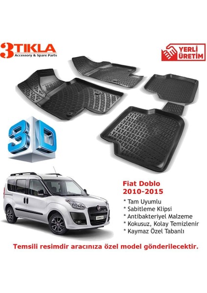 Fiat Doblo 2010-2015 Premium 3D Havuzlu Paspas Seti
