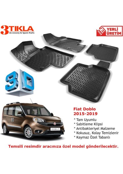 Fiat Doblo 2016-2019 Premium 3D Havuzlu Paspas Seti