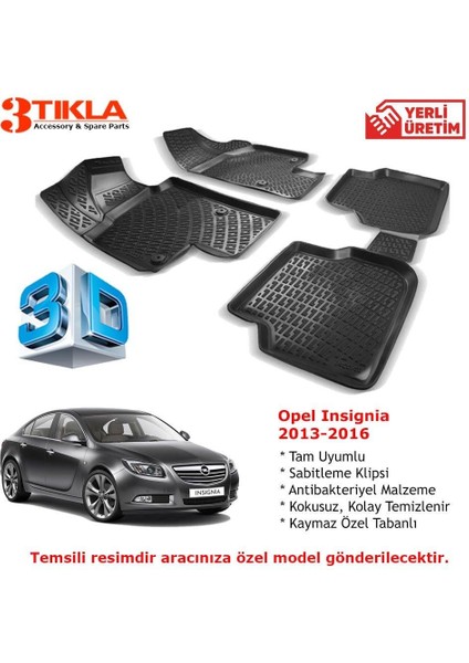 Opel Insignia 2013-2016 Premium 3D Havuzlu Paspas Seti