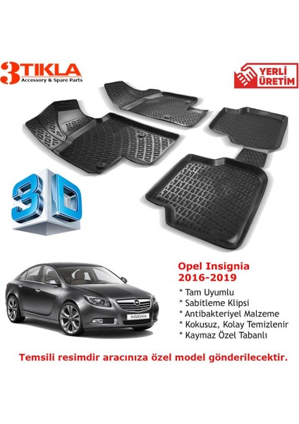 Opel Insignia 2016-2019 Premium 3D Havuzlu Paspas Seti