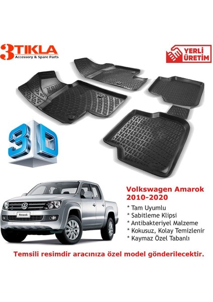 Volkswagen Amarok 2010-2020 Premium 3D Havuzlu Paspas Seti
