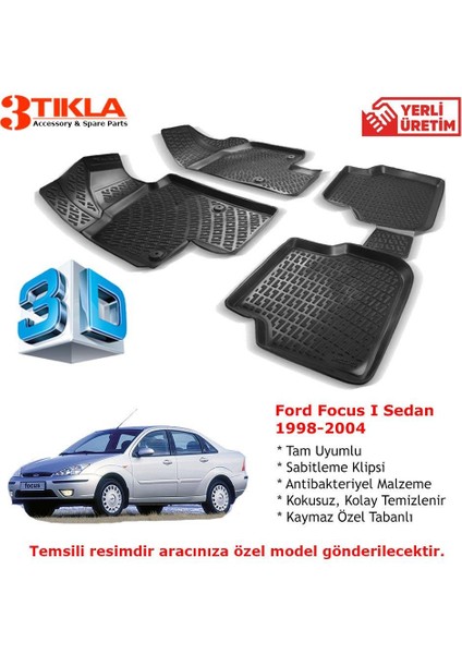 Ford Focus I Sedan 1998-2004 Premium 3D Havuzlu Paspas Seti