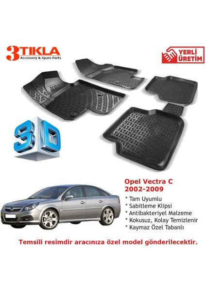 Opel Vectra C 2002-2009 Premium 3D Havuzlu Paspas Seti
