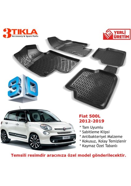 Fiat 500L 2012-2019 Premium 3D Havuzlu Paspas Seti
