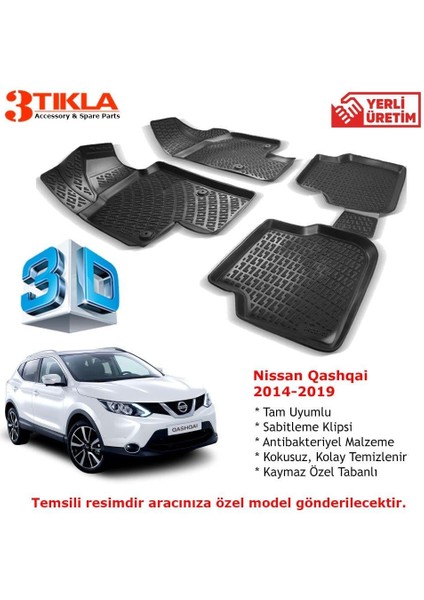 Nissan Qashqai 2014-2020 Premium 3D Havuzlu Paspas Seti