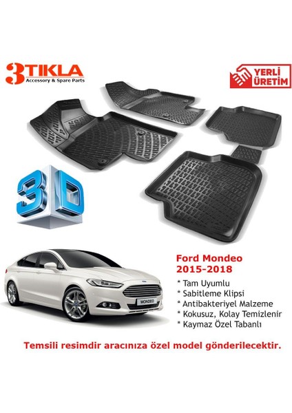 Ford Mondeo 2015-2018 Premium 3D Havuzlu Paspas Seti
